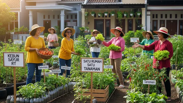 Konsep Kebun Sayur Bareng Ibu-Ibu RT Modal di Bawah Rp200 Ribu (AI)