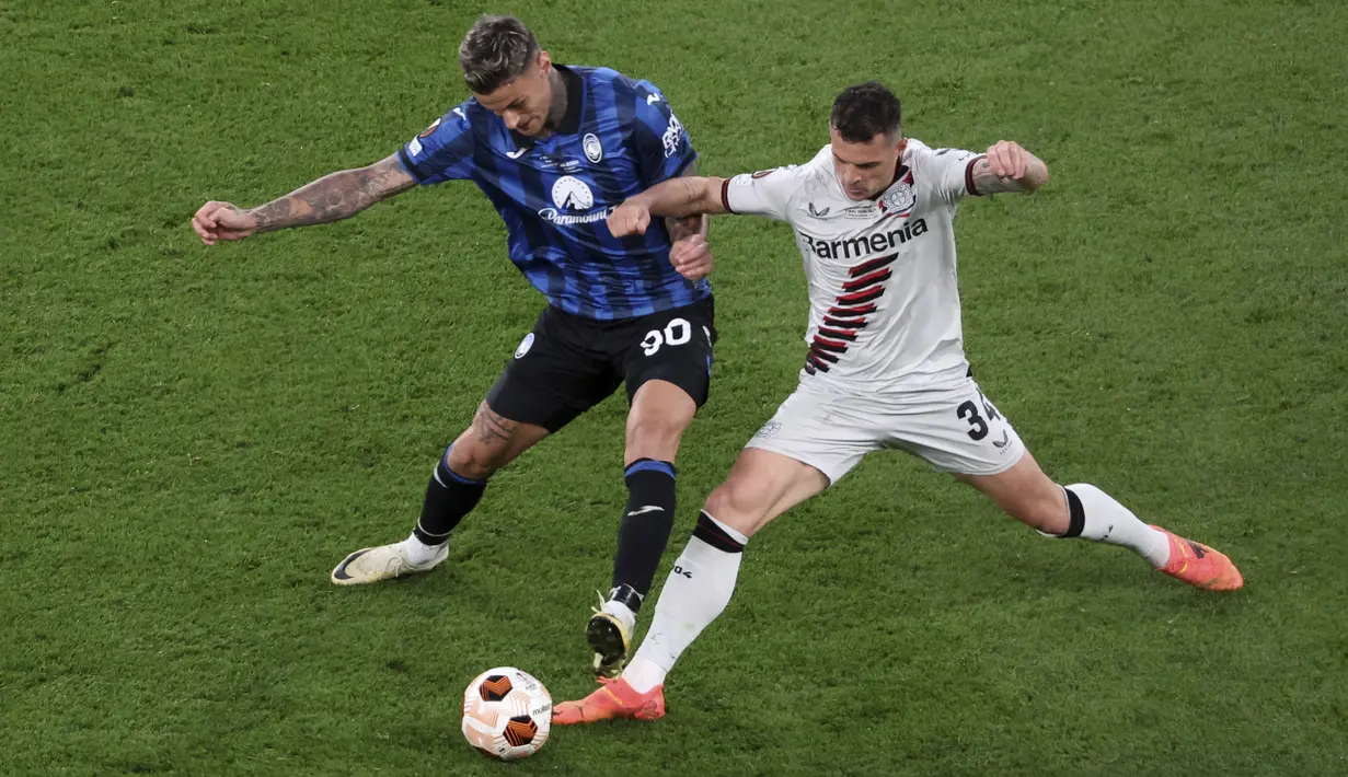 Berkat hasil ini, Atalanta pun sukses keluar sebagai kampiun Liga Europa edisi 2024, trofi Eropa pertama dalam sejarah mereka. (AP Photo/Peter Morrison)