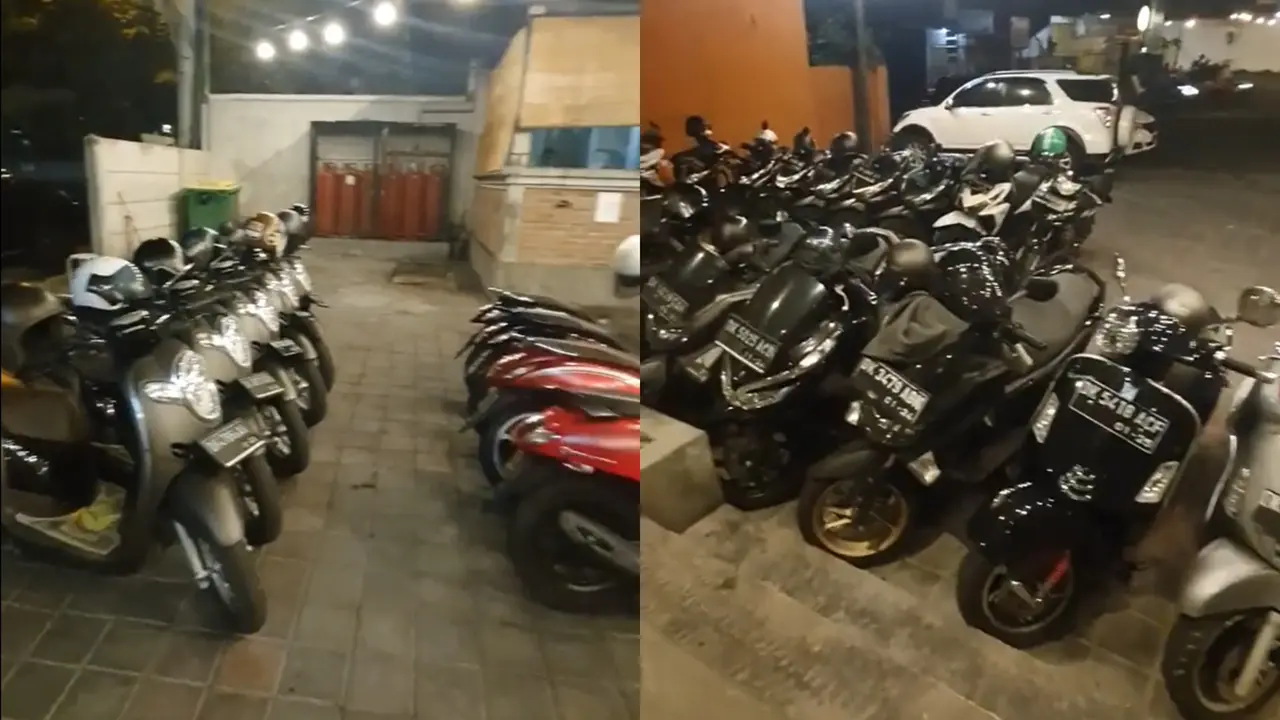 Rapikan Motor Sesuai Merek dan Warna, Tukang Parkir di Kafe Ini Viral