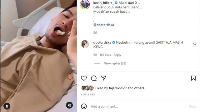 Kevin Hillers bintang Ikatan Cinta dirawat di RS karena saraf terjepit dan patah tulang (Foto: Instagram @kevin_hillers_)