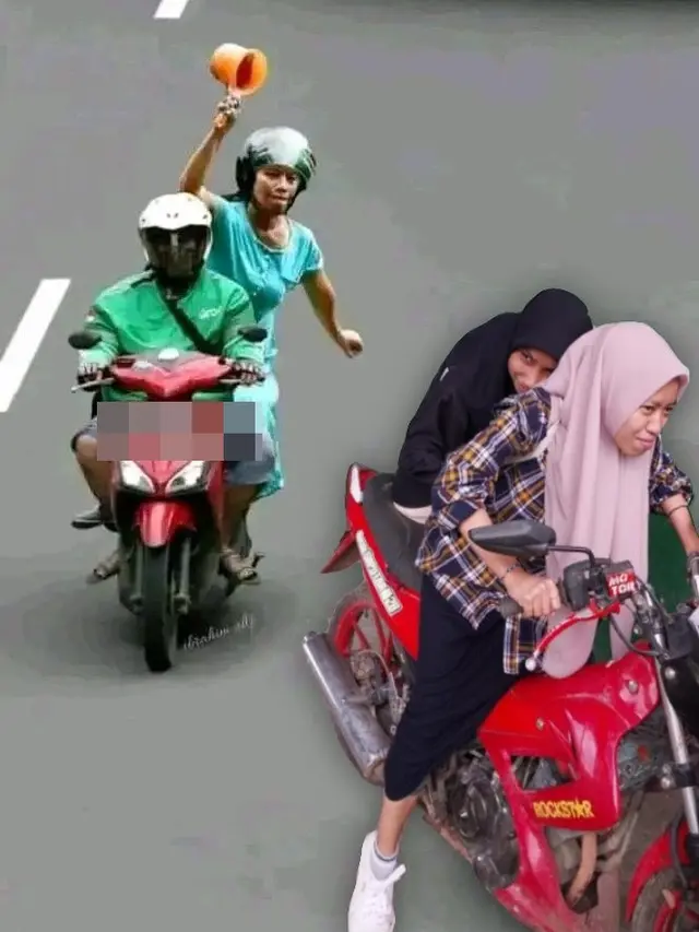 6 Editan Foto Cewek Naik Motor Ini Bikin Tepuk Jidat, Ikut Balapan di Sirkuit