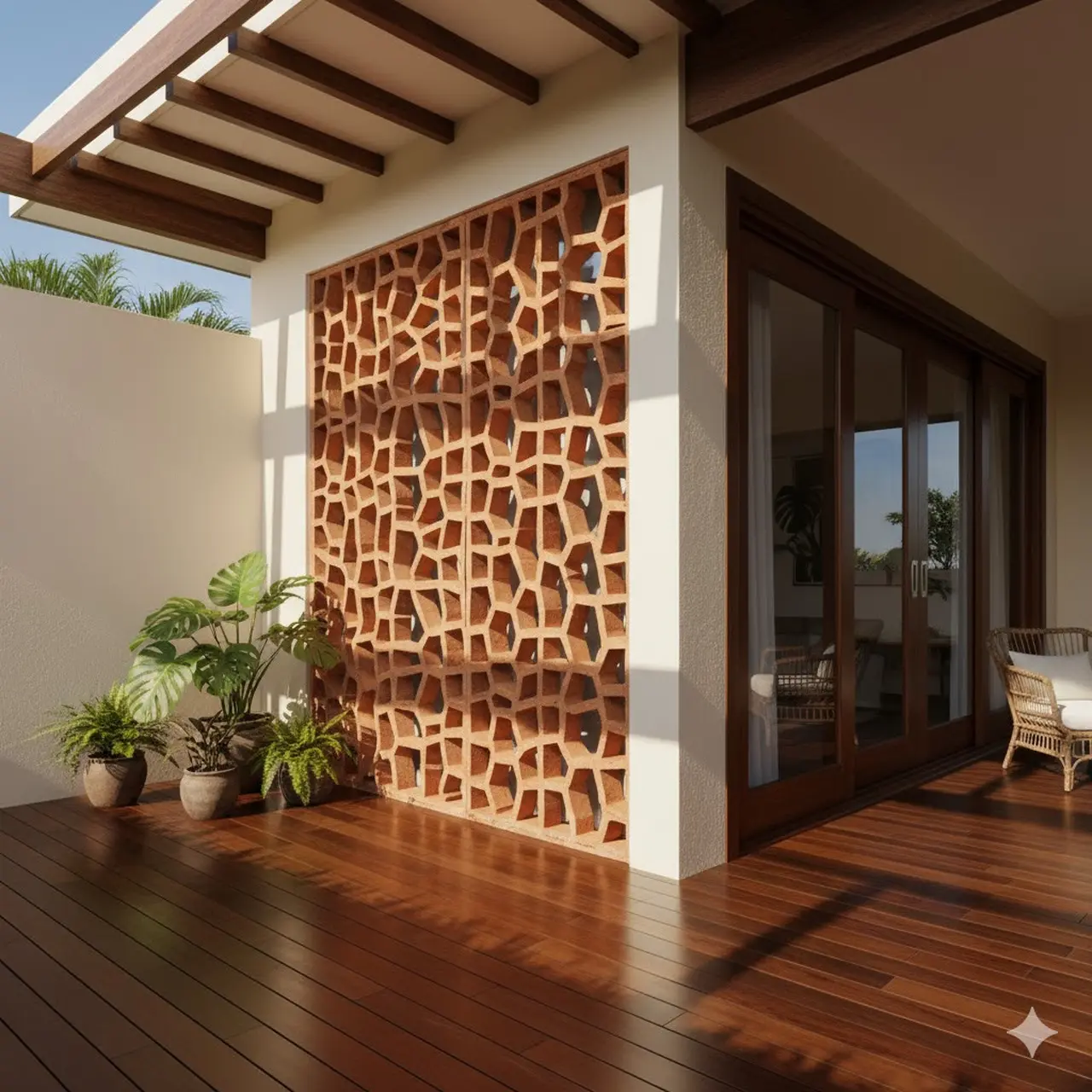 7 Inspirasi Teras Rumah Modern dengan Dinding Roster Tembus Cahaya ...