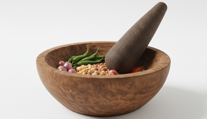 ilustrasi cobek kayu gemini