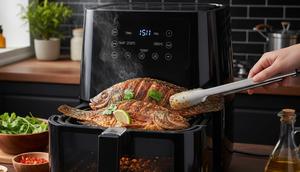 Memasak ikan dengan bumbu ikan bakar air fryer  (Gemini AI)
