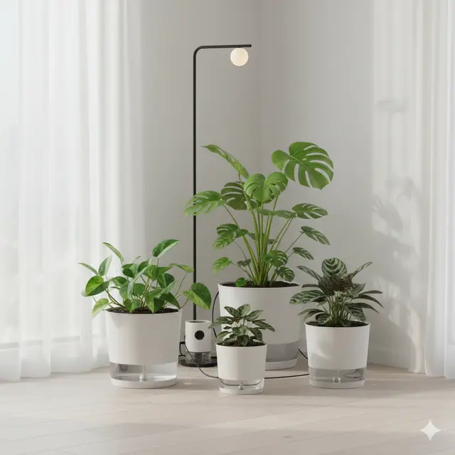 Ide Kebun Mini Indoor dengan Pengairan Otomatis (Foto: Gemini AI)