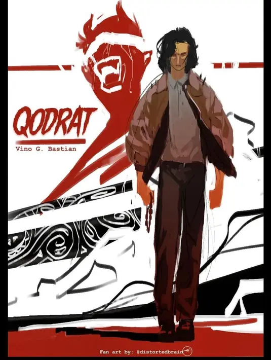 Poster Qodrat versi fanart ini karya Arya Soka, pemilik akun Instagram @distortedbrain. Vino G Bastian mengunggahnya pada 9 Oktober 2022. Qodrat tayang di bioskop mulai Kamis (27/10/2022). Karya sineas Charles Gozali ini diproduksi Rapi Films, Magma Entertainment, dan Ideosource Entertainment. Trailer dan poster resminya disambut hangat netizen +62. (Foto: Dok. Instagram @vinogbastian__)