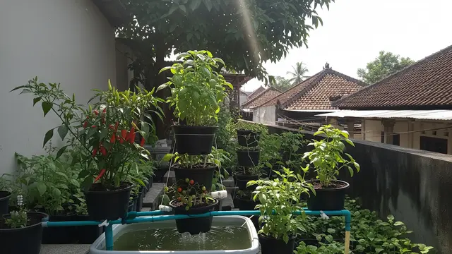 Kebun Sayur Mini di Lahan Sempit dengan Penyiraman Otomatis Tanpa Listrik