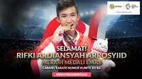Peraih medali emas Asian Games 2018 cabang karate nomor kumite 60 kg, Rifki Ardiansyah. (Bola.com/Foto: Peksi Cahyo /Grafis: Dody Iryawan)