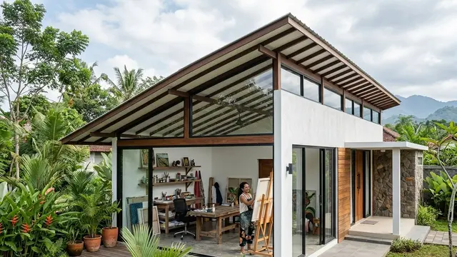 Model Rumah Minimalis dengan Atap Miring Minimalis Kekinian