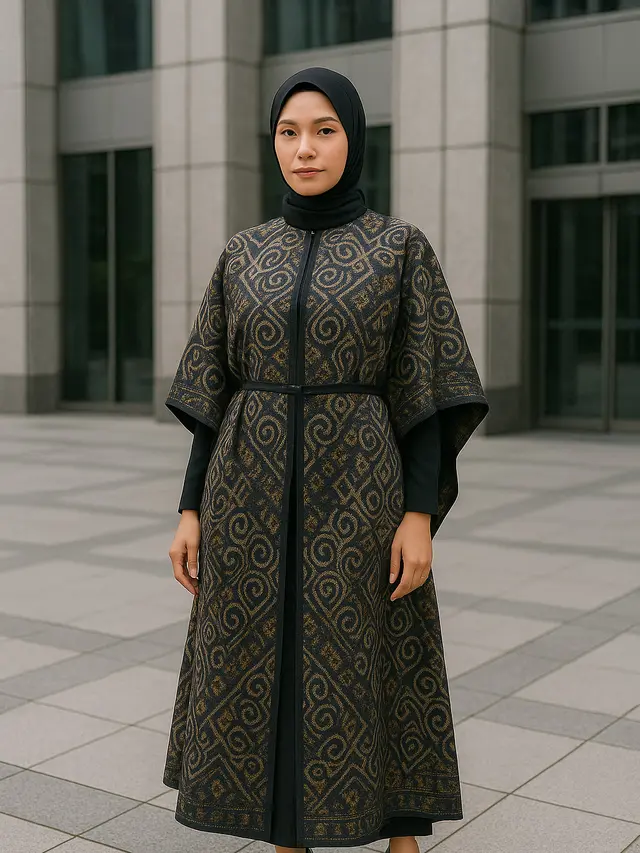 Rekomendasi Gamis Batik Belah Tengah Modern untuk ke Kantor 2025 (Foto: ChatGPT)