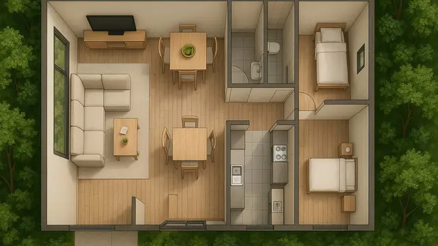13 Denah Rumah 1 Lantai dengan Ruang Tamu Mini, Hemat Tempat Tapi Tetap Nyaman (sumber:AI)13 Denah Rumah 1 Lantai dengan Ruang Tamu Mini, Hemat Tempat Tapi Tetap Nyaman