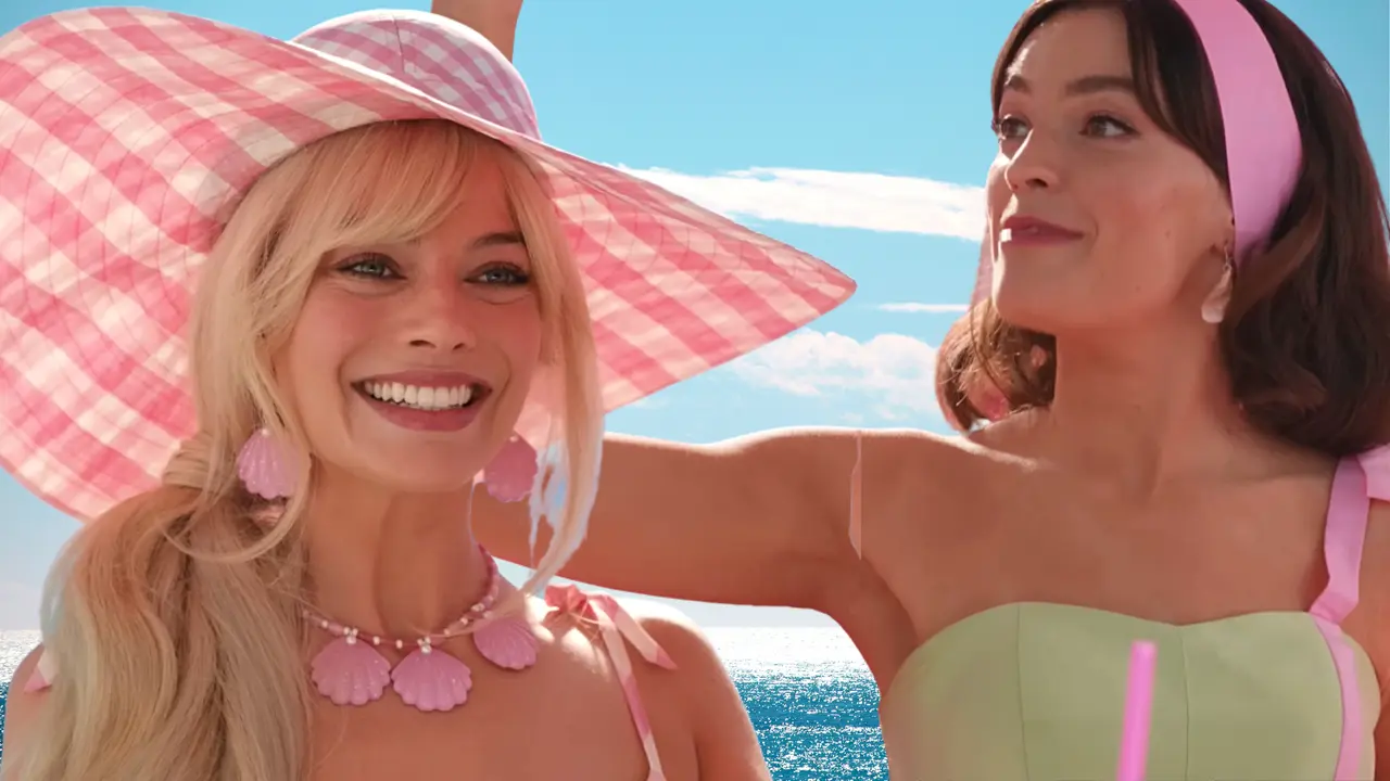 Margot Robbie dan Emma Mackey dalam film Barbie (2023). (Sumber: https://www.youtube.com/watch?v=GRyt3Ov4zz0)