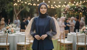 Model Gamis Pesta Dipadukan Blazer Tile Glitter Elegan (Foto: AI)