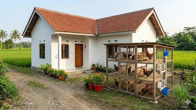 Gambar Rumah Minimalis di Desa Lengkap dengan Kandang Ayam