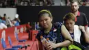 Pebulutangkis Indonesia, Greysia Polii / Apriyani Rahayu, berjalan usai mengalahkan pasangan Bulgaria pada Indonesia Masters 2019 di Istora Senayan, Jakarta, Rabu (23/1). Greysia / Apriyani lolos ke babak kedua. (Bola.com/M. Iqbal Ichsan)