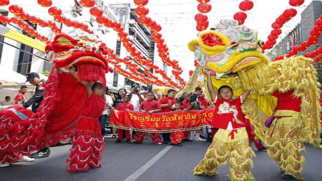 Ilustrasi barongsai saat Imlek