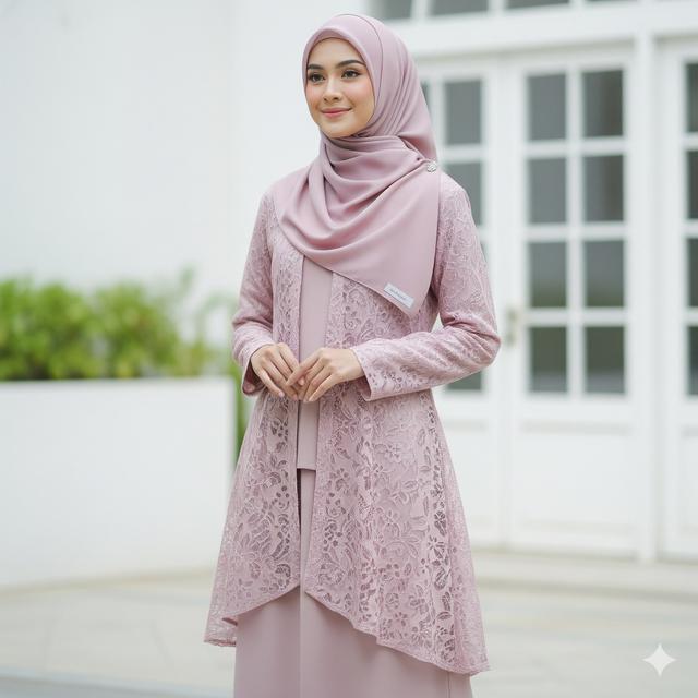 19 Inspirasi Gamis Kombinasi dengan Pashmina Satin, Tampil Cantik ...