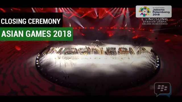 Berita video mengenai  acara penutupan Asian Games 2018 diselenggarakan di Stadion Utama Gelora Bung Karno (SUGBK), Jakarta, Sabtu (2/9/2018).