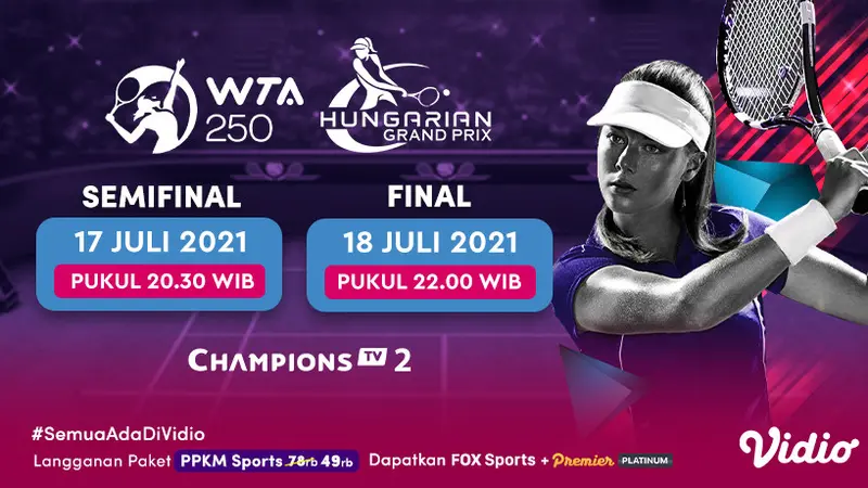 Link Live Streaming WTA 250 Hungarian Grand Prix Babak Final di Vidio 17-18 Juli 2021