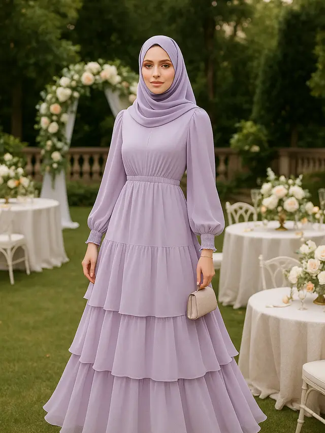 Model Gamis Syari Kekinian Warna Pastel