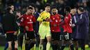 Senne Lammens menjadi pemain lain yang tak kalah penting dalam kemenangan Manchester United atas Everton di Liga Inggris 2025/2026 pada Senin (23/02/2026) waktu setempat. (AFP/Paul Ellis)