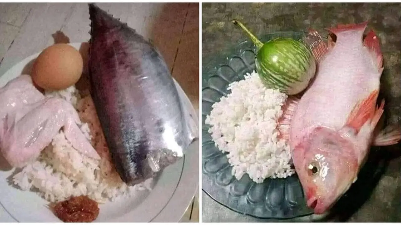6 Potret Nasi dengan Lauk Mentah Ini Nyeleneh, Bikin Nafsu Makan Hilang
