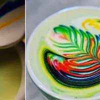 Lucu, kopi ini tampil beda dengan warna pelangi.