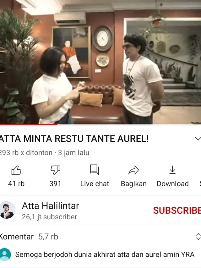 Yuni Shara dalam konten Atta Halilintar. (Foto: YouTube Atta Halilintar)