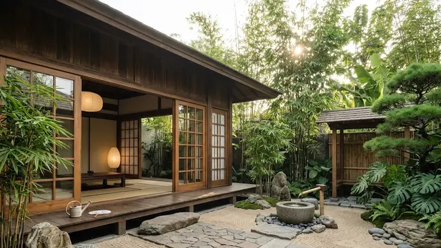 Rumah Bergaya Jepang dengan Taman Zen