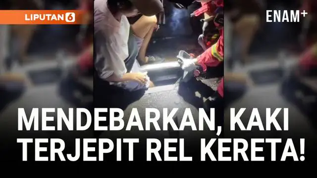 VIDEO: Momen Petugas Damkar Tangani Kaki Tersangkut di Rel Kereta