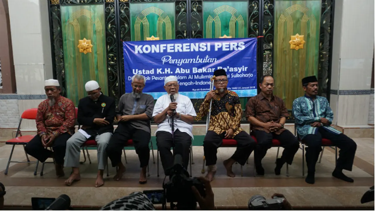 Penyambutan Abu Bakar Baasyir di Pondok Pesantren Pondok Pesantren Al Mukmin Ngruki