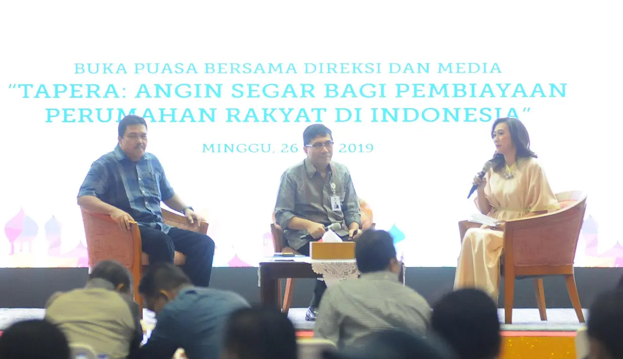 Suasana diskusi perumahan bagi masyarakat berpenghasilam rendah di Jakarta, Minggu (26/5/2019). Bank BTN siap menjadi mitra utama BP Tapera untuk mengakselerasi kepemilikan hunian yang terjangkau bagi masyarakat Indonesia. (Liputan6.com/Angga Yuniar)