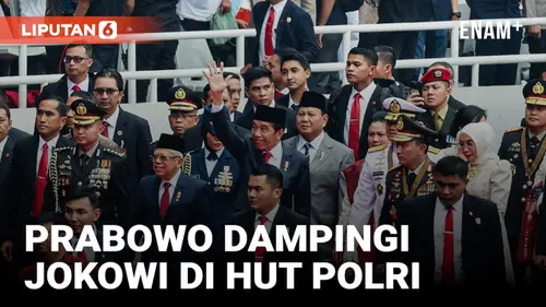 VIDEO: Momen Kebersamaan Prabowo Dampingi Jokowi di HUT Polri Ke-77 di GBK