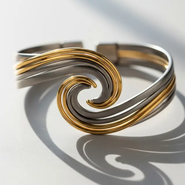 9 Model Gelang Emas Kombinasi Titanium Ringan Anti Karat, Modern Tahan Lama