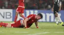 Pemain Persija, Marko Simic meluapkan kekecewaan saat gagal mencetak gol pada laga kedua Semifinal Zona Asia Tenggara Piala AFC 2018 melawan Home United di Stadion GBK, Jakarta, Selasa (15/5). (Liputan6.com/Helmi Fithriansyah)