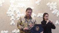 Menteri Koordinator Bidang Perekonomian Airlangga Hartarto dalam Konferensi Pers Pertumbuhan Ekonomi Indonesia Triwulan IV Tahun 2023, Senin (5/2/2024). (Dok Kemenko Perekonomian)