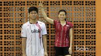 Ganda campuran Indonesia, Praveen Jordan/Debby Susanto, sesuai berlatih di Pelatnas Cipayung, Jakarta, Kamis (2/3/2017). (Bola.com/Nicklas Hanoatubun)