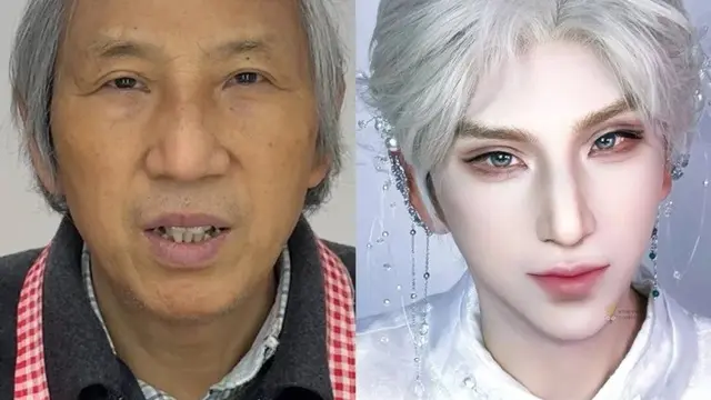Before-after kakek didandani jadi pria muda