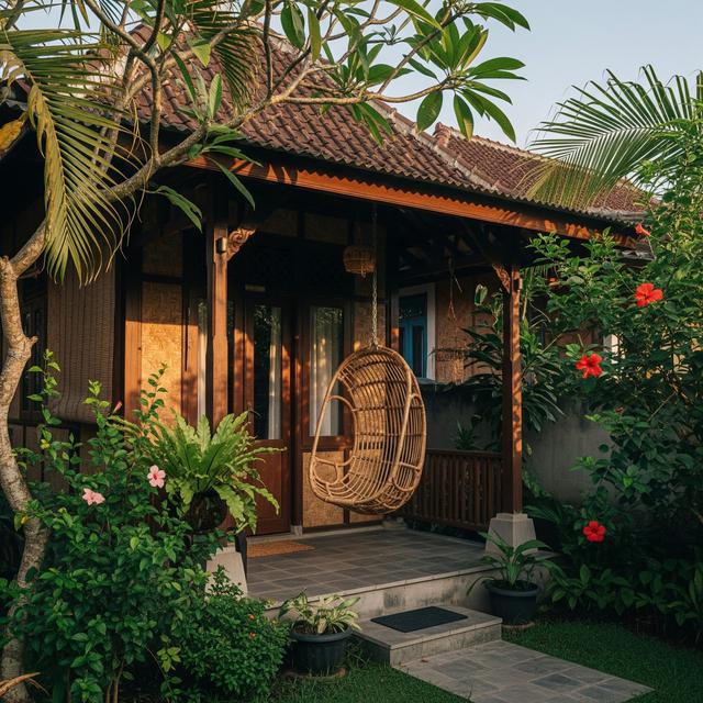 12 Desain Teras Rumah Kecil dengan Kursi Gantung, Area Sempit Jadi Ruang Santai