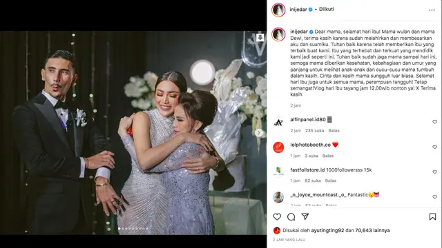 Ucapan Manis Jessica Iskandar untuk Mama dan Mertuanya di Hari Ibu (instagram.com/inijedar)