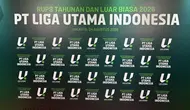 PT Liga Utama Indonesia Gelar RUPS, Kick-off Championship 2026/2027 pada 11 September