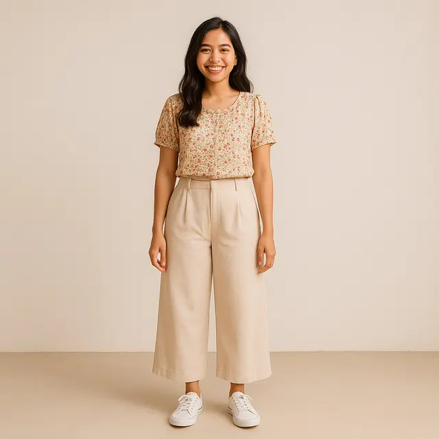 Model Blouse dengan Celana Kulot untuk Usia 20-30 Tahun/ Ilustrasi gambar oleh AI