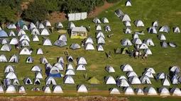 Aksi tersebut untuk memprotes rencana Perdana Menteri Israel Benjamin Netanyahu terkait perombakan peradilan negara. (AP Photo/Ohad Zwigenberg)