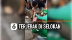 BOCAH PEREMPUAN TERJEBAK DI SELOKAN, PENYELAMATAN DIBANTU DRIVER OJOL