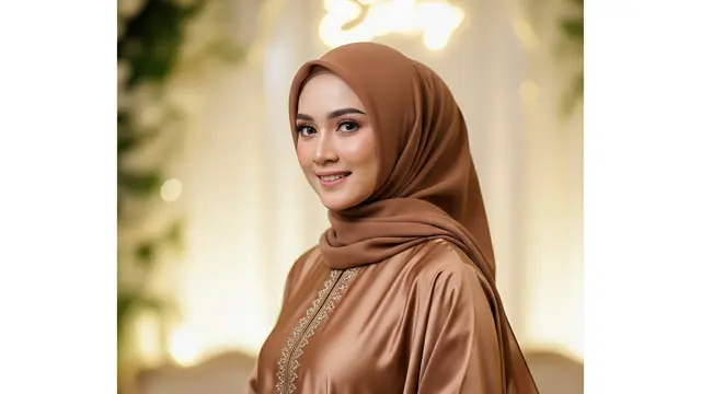 Model Gamis Warna Mocca Elegan