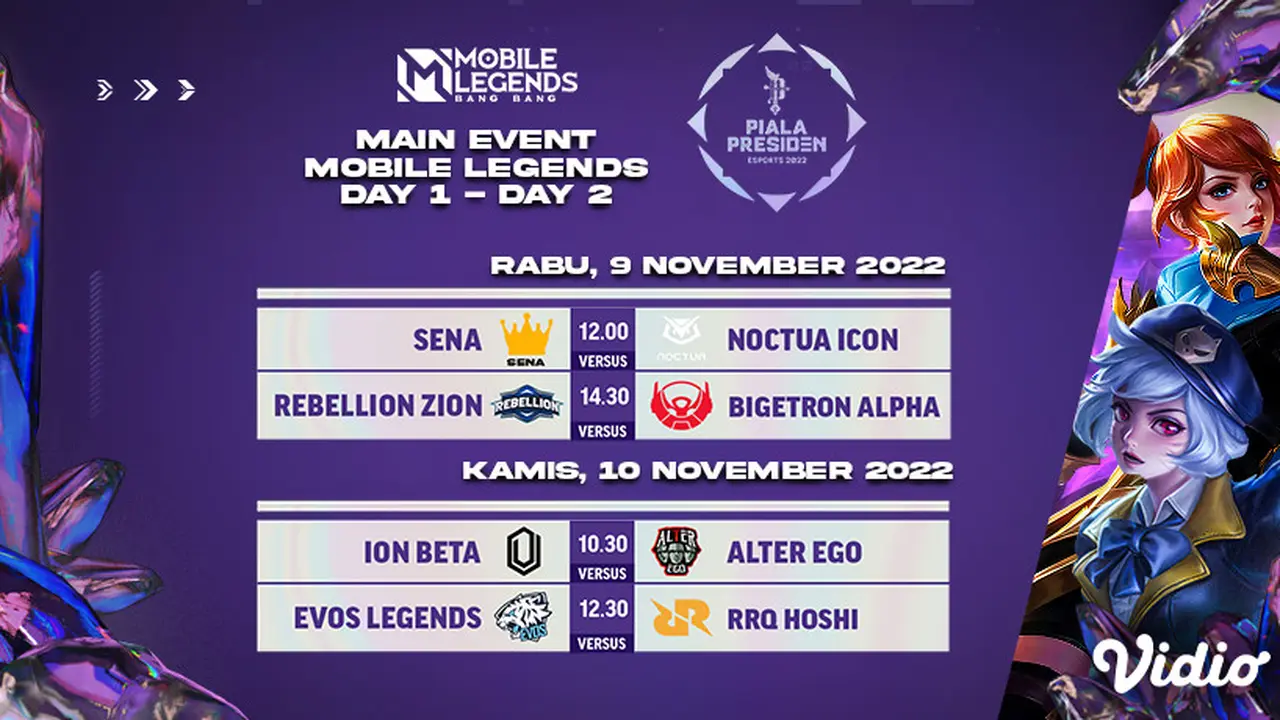 Dapatkan Link Live Streaming Perempat Final Mobile Legends Bang Bang Piala Presiden eSports 9-10 November di Vidio