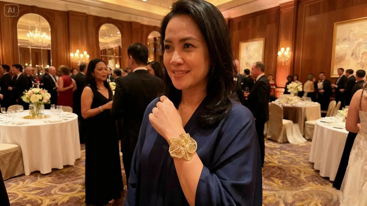 Model Gelang Emas Motif Floral Klasik