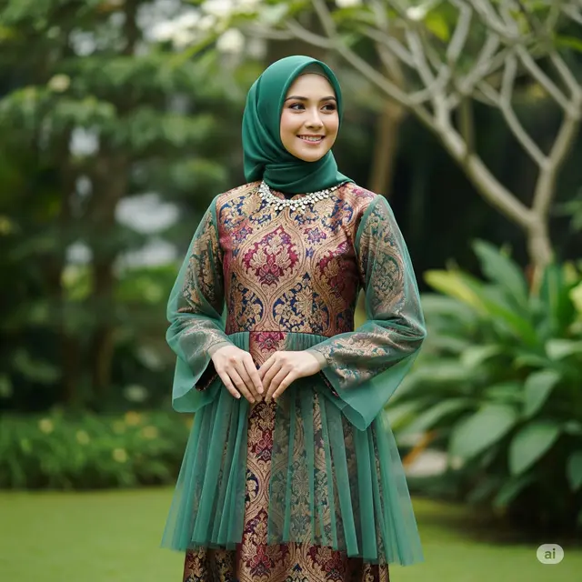 Model Baju Brokat Muslim. Foto: Gemini