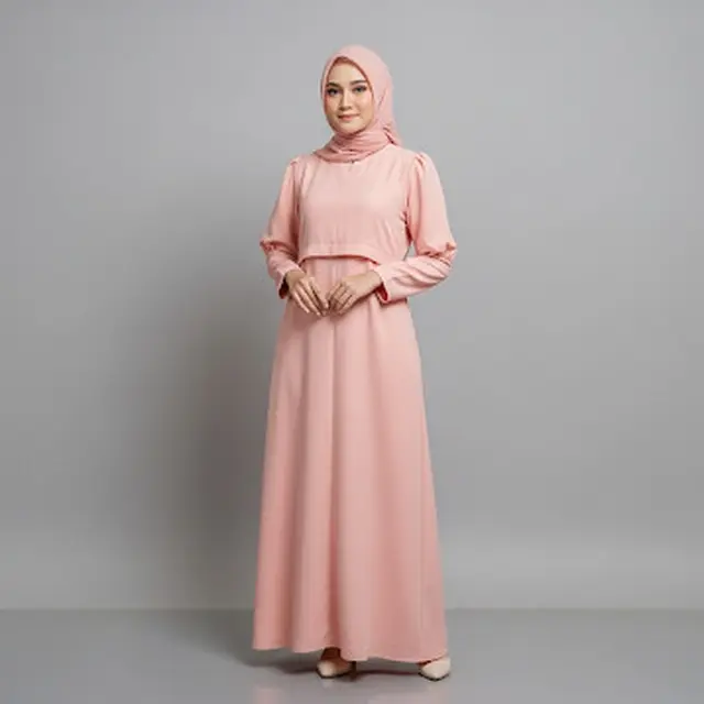 Gamis Clean dengan Puff Sleeve Minimalis