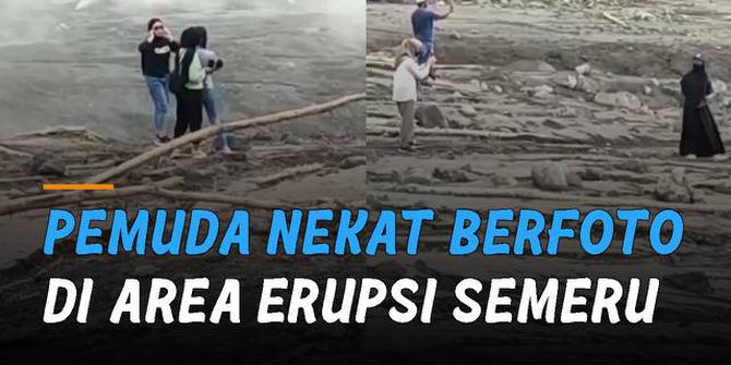 VIDEO: Berfoto di Area Lahar Panas Erupsi Gunung Semeru, Aksi Nekat Pemuda Perempuan Viral